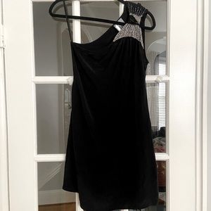 One shoulder black dress